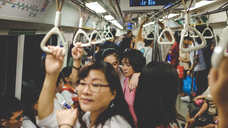 Picture of a crowded bus.